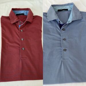 Greyson Clothiers Lot Of 2 Polo Mens Small Red Blue Performance Golf Saranac